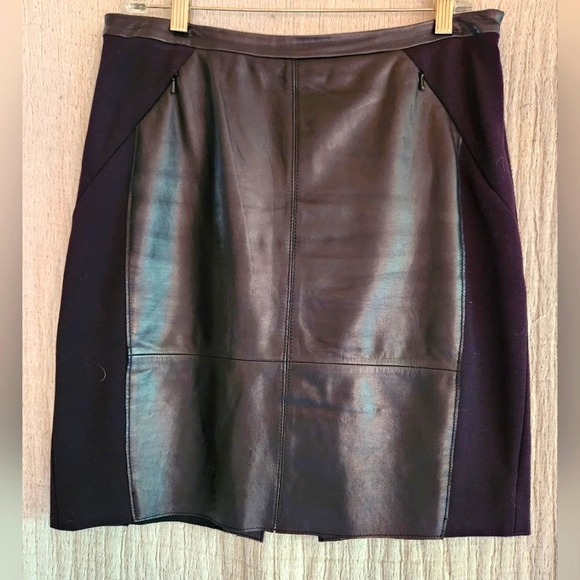 Halogen Black Lined Leather Skirt Size 8 - Picture 1 of 5